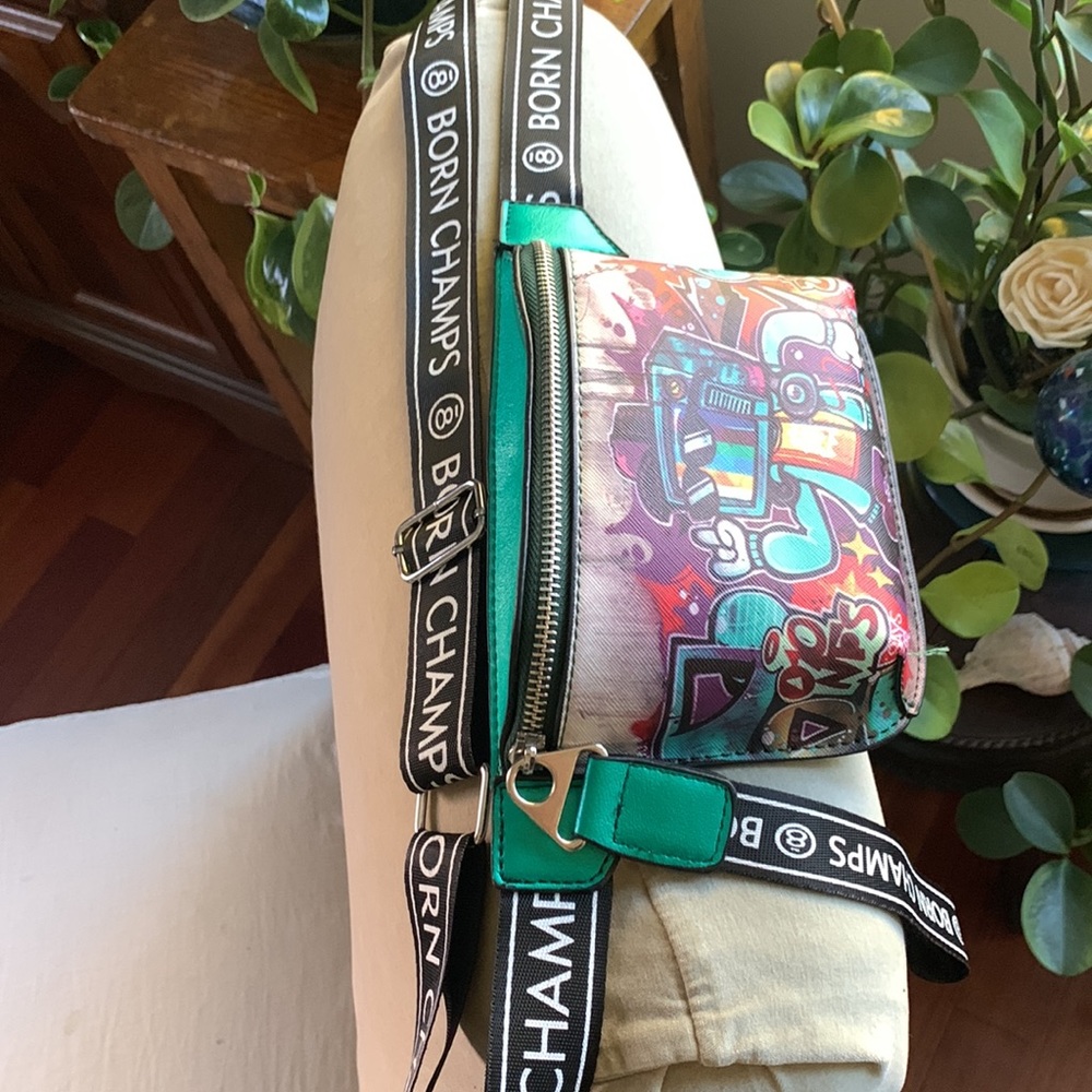 BORN CHAMPS belt bag. Dancing robot Korean crossbody adjustable strap streetwear